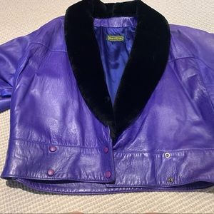 VINTAGE 80’s Purple leather winter jacket